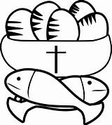 Clipart Catholic Symbols Loaves Bread Clip Church Fish Lenten Lent Coloring Loaf Fishes Cliparts Religious Drawing Dinner Colouring Roman Jesus sketch template