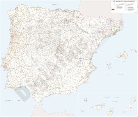 mapa detallado de carreteras de espana  portugal