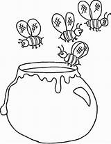 Honey Coloring Jar Bees Pot Flying Drawing Pages Over Template Color Getcolorings Printable Hunny Getdrawings sketch template