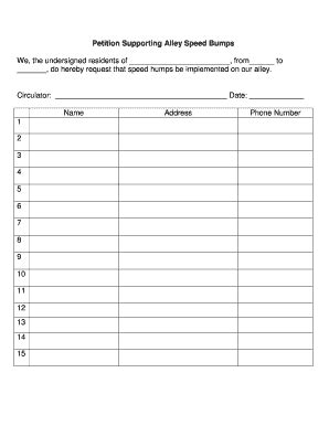 speed bump petition template form fill   sign printable