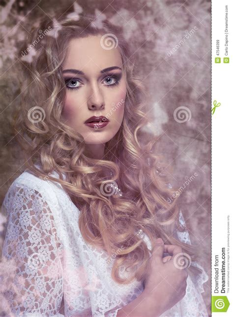 Girl With Elegant Vintage Dress Stock Image Image 47546399