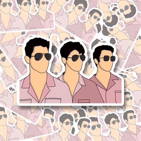 pink jonas brothers cool cartoon outline sticker etsy