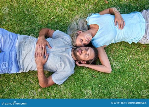 Grass Laying Sleeping Couple Stock Image Image Of Emotion Embracing