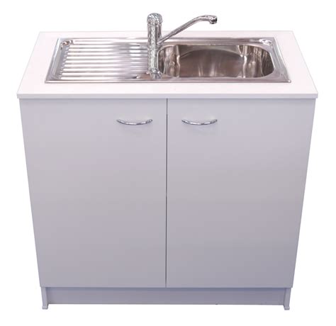 kitchen sink mixer cabinet cupboard laundry storage unit lhb white