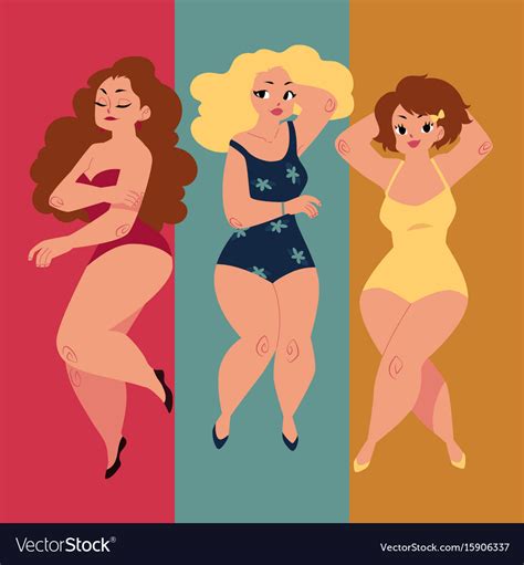Plump Curvy Women Girls Plus Size Models In Vector Image