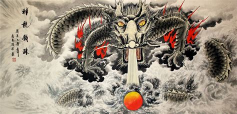 huge chinese dragon painting asian art