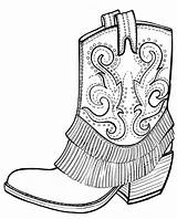 Cowboy Hat Boots Coloring Drawing Getdrawings sketch template