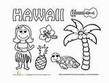 Hawaii Coloring Pages Luau Printable Hawaiian Crafts Theme Kids Preschool Worksheets Worksheet Party Sheets Color Outline Kindergarten Summer Education Beaches sketch template