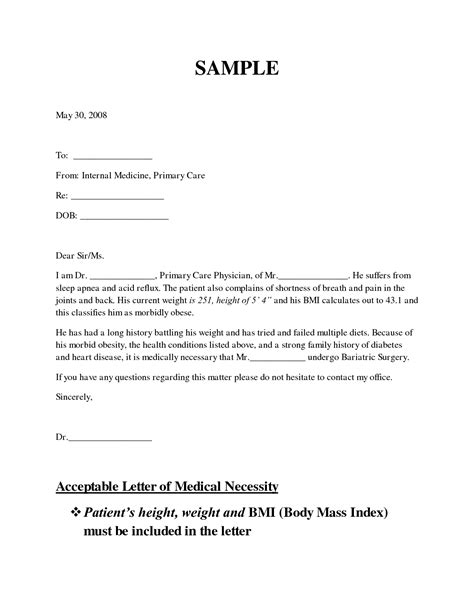 sample letter  medical necessity  gym membership job letter