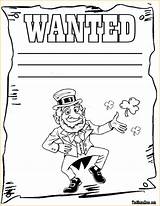 Coloring Pages St Leprechaun Wanted Printable Patrick Patricks Character Cartoon Dltk sketch template