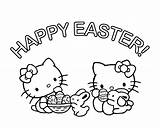 Coloring Easter Kitty Hello Pages Holidays Thanksgiving Cake Birthday Happy sketch template