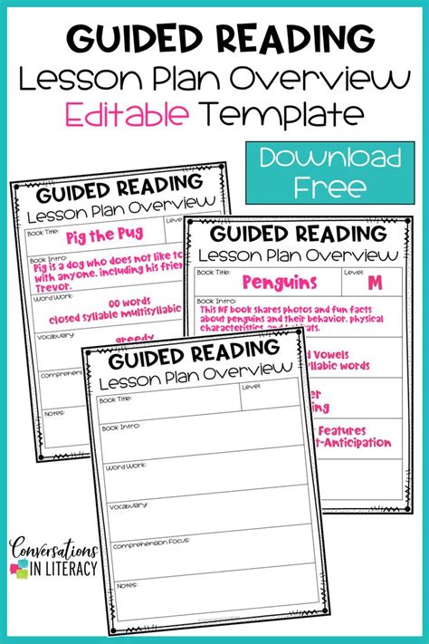 editable guided reading lesson plan overview template