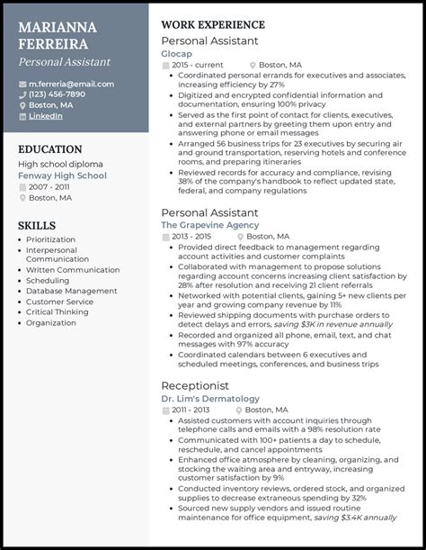 personal assistant resume examples     write  cv