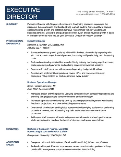 resume template director level