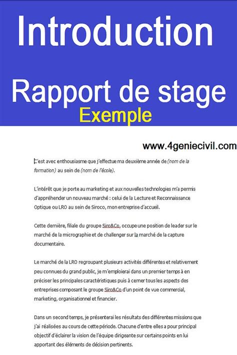 exemple dintroduction dun rapport de stage