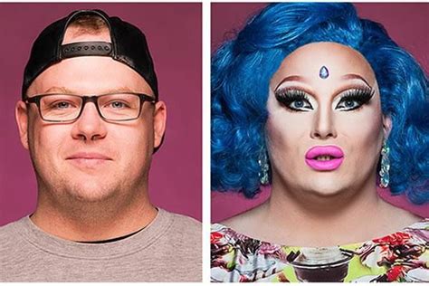 photo series featuring drag performers before and after