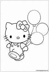 Kitty Hello Pages Coloring Balloon Color Online sketch template