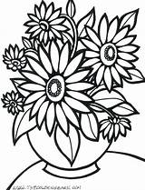 Easy Coloring Pages Flowers Flower Simple Printable Getdrawings sketch template