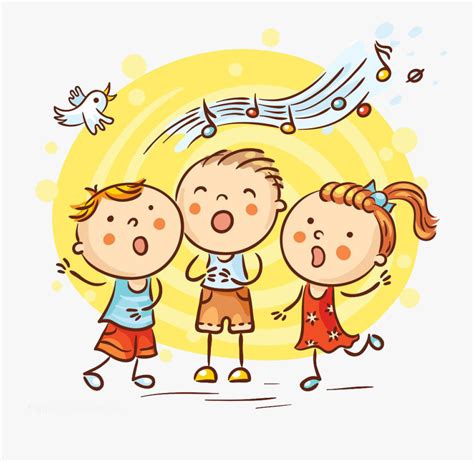 singing cartoon song illustration children singing cartoon