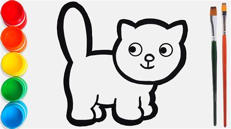 mewarnai gambar kucing kartun hitam putih
