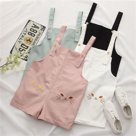 Summer Mori Girl Kawaii Shorts For Women Japanese Cute Cat Embroidery