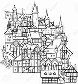 Medieval Town Mittelalterliche Castle Auswählen sketch template