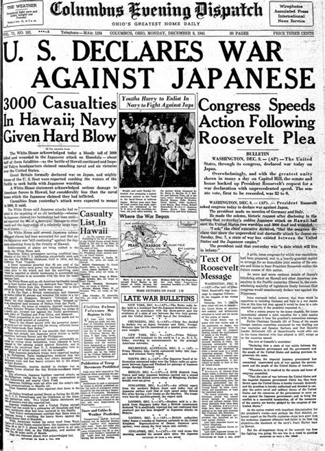 Hot Off The Press U S Declares War On Japan On Dec 7 1941