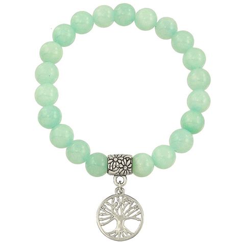 tree  life charm natural stone bracelet aqua jade cjfcupqh