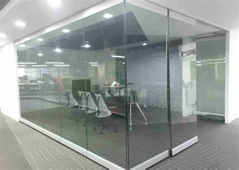 office aluminum sliding movable frameless glass partition wall