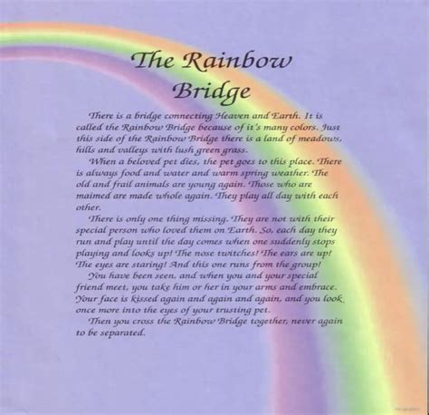 rainbow bridge printable poem