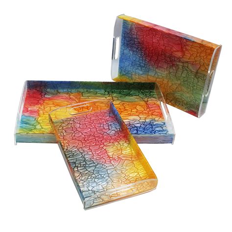 multicolor acrylic serving tray set