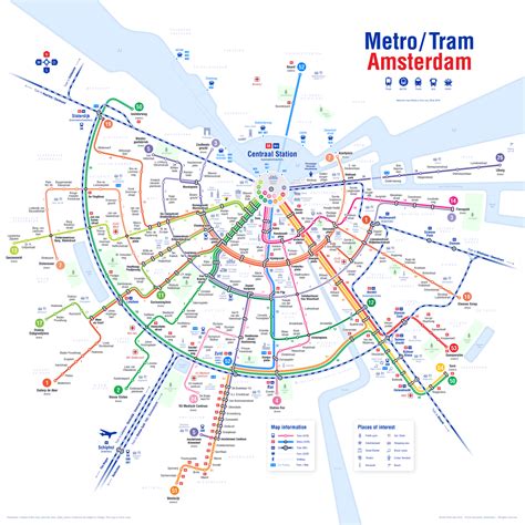 updated public transport map  amsterdam   north south metro  blue   finished