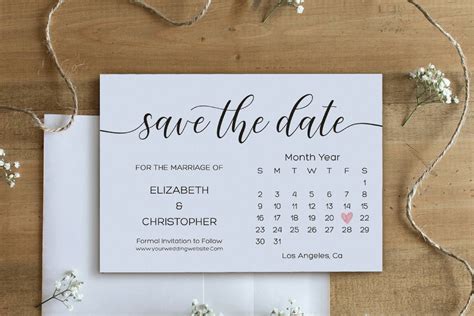 save  date printable save  date wedding template  card