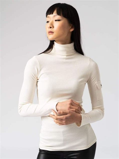 pocket roll neck cream roll neck modest workout clothes roll neck