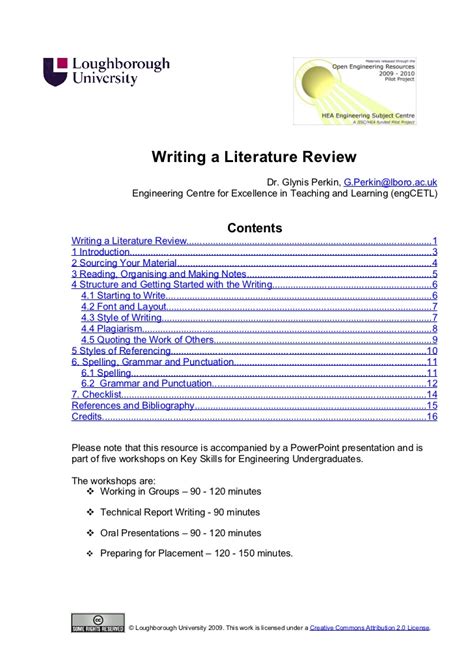 sample  literature review  report writing review