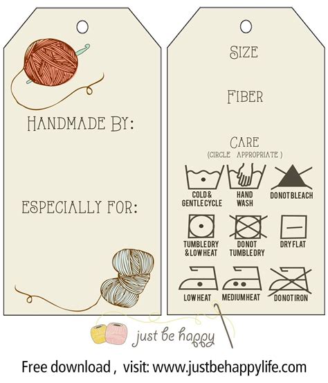 printable care labels  crochet knitted gifts    happy