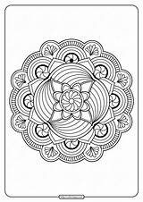 Mandala Floral Coloring Printable Adult sketch template