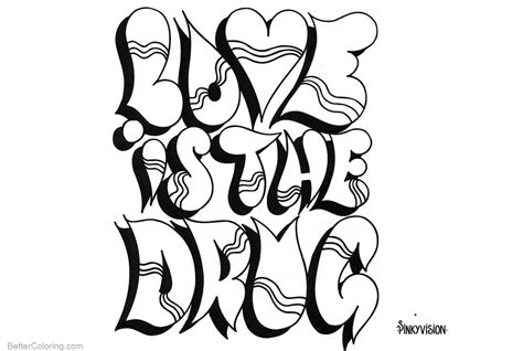 graffiti letters coloring pages love  drug  printable coloring