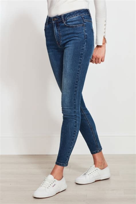 Mid Blue Raw Hem Perfect Skinny Jeans