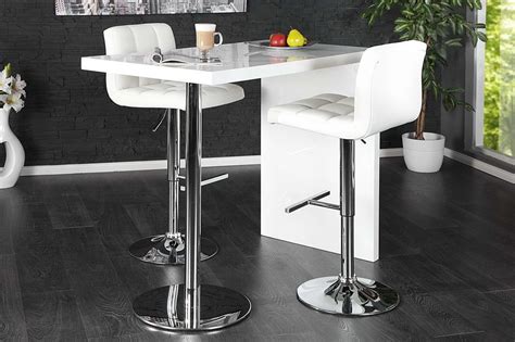 high gloss white breakfast bar table dining kitchen stand steel modern