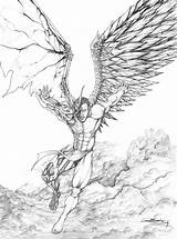 Angel Coloring Drawing Angels Tattoo Dark Drawings Pages Sketch Demons Wings Demon Male Designs Fallen Sketches Detailed Devil Vs Men sketch template