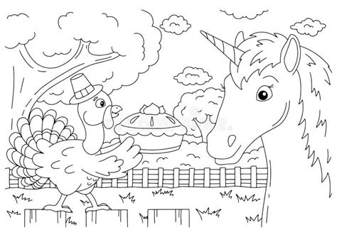 farm turkey carries  pumpkin pie cute unicorn magic fairy horse