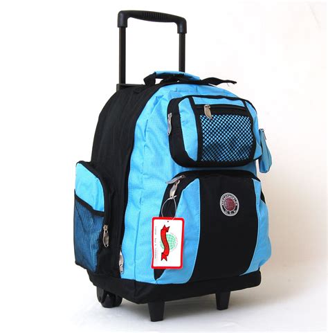 wheeled backpack roomy rolling book bag  handle carry  luggage