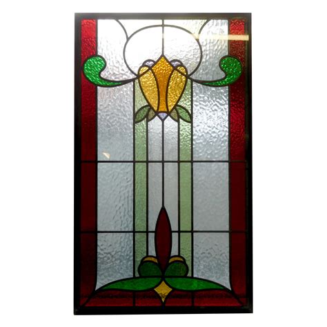 Art Nouveau Stained Glass Panel From Period Home Style