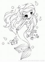 Coloring Mermaid Pages Cute Kids Printable Little Baby Comments sketch template