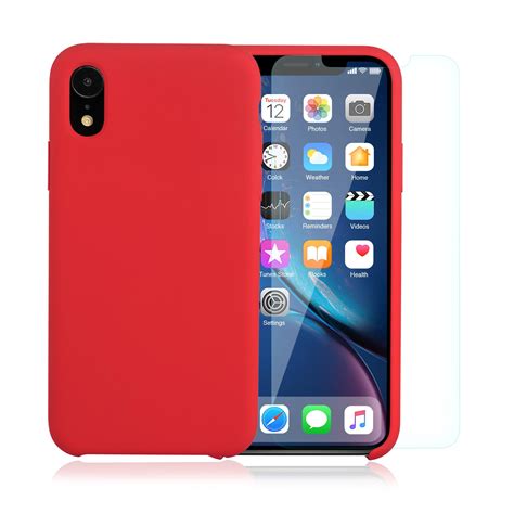 refurbished case   protective screens iphone xr silicone red  market