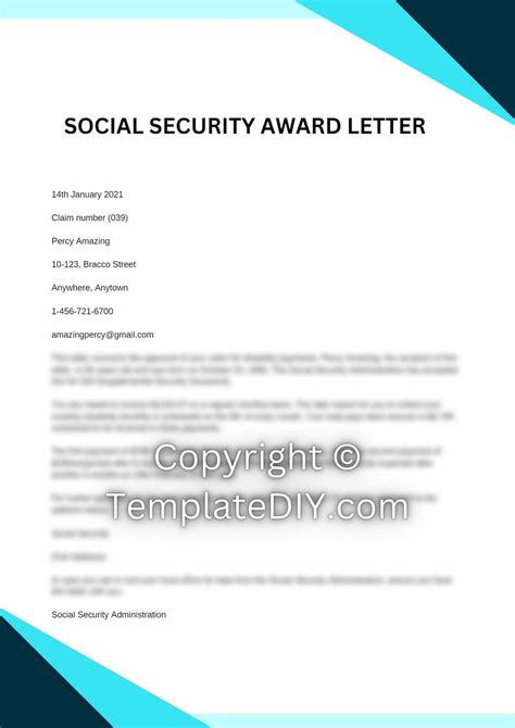 social security award letter   official document  confirms