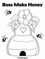Coloring Pages Honey Bee Bees Flower Popular Library Clipart sketch template