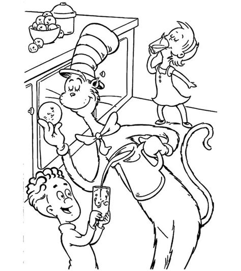 top   printable cat   hat coloring pages
