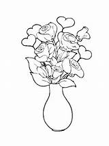 Vase Coloring Rose Bouquet Flower Color sketch template